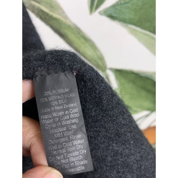 Native World New Zealand Possum Merino Wool Knit Dark Gray Open Cardigan Sweater - Picture 5 of 6